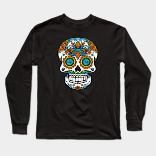 Colorful Traditions: Traditional Sugar Skull Art Long Sleeve T-Shirt